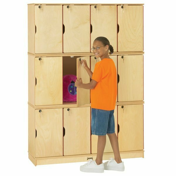 Jonti-Craft Baltic Birch 4697JC 48 1/2'' x 15'' x 67'' Triple Stack Stackable Locking Lockers 5314697